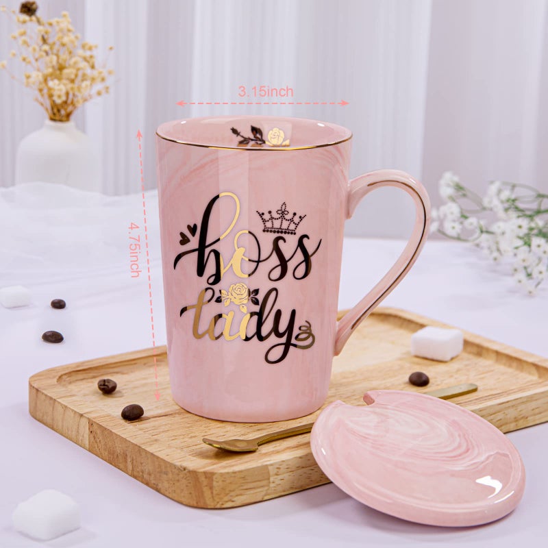 Biching Boss Lady Gifts for Women - Unique Birthday Gift for Women, Friend, Coworkers, Colleagues, Boss Female - Appreciation Mothers Day Gifts - 14Oz Marble Ceramic Coffee Mug Pink - Image 3